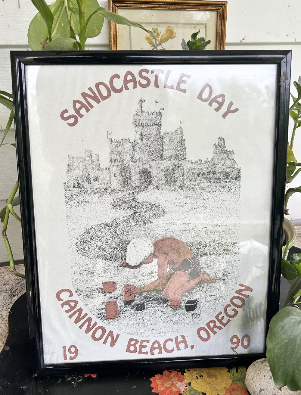 Vintage Sandcastle Day Cannon Beach Oregon 1990 Framed Print | Coastal Wall Art